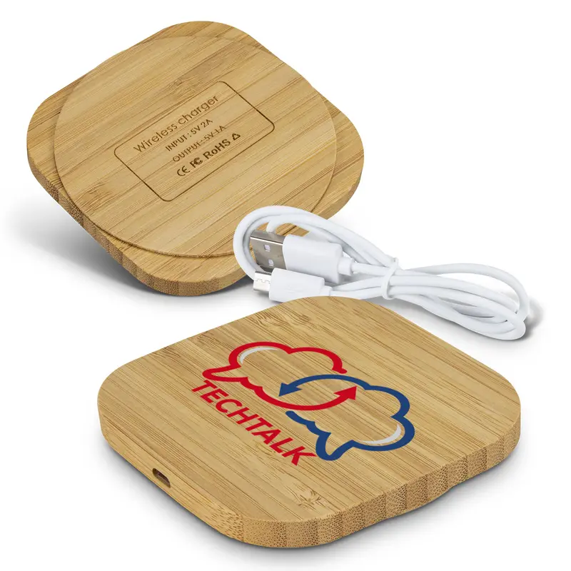 Vita Bamboo Wireless Charger - Square – Wireless Chargers – available in beige colour