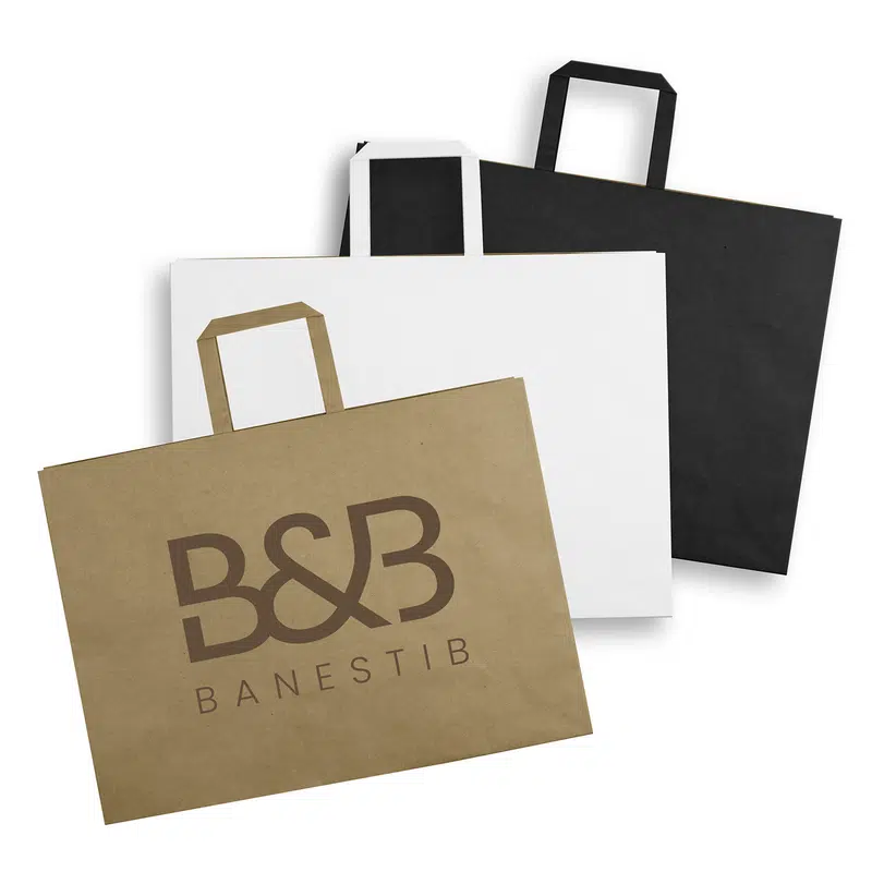 Extra Large Flat Handle Paper Bag Landscape – Paper Bags – available in beige, black, white colours