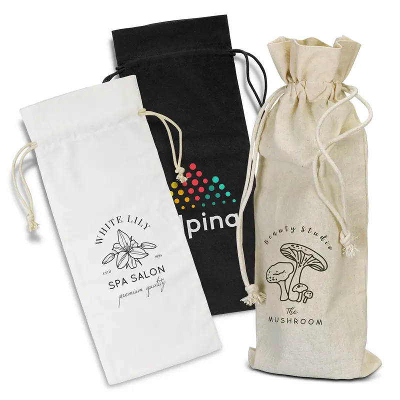 Cotton Wine Drawstring Bag – Misc Bags – available in beige, black, white colours