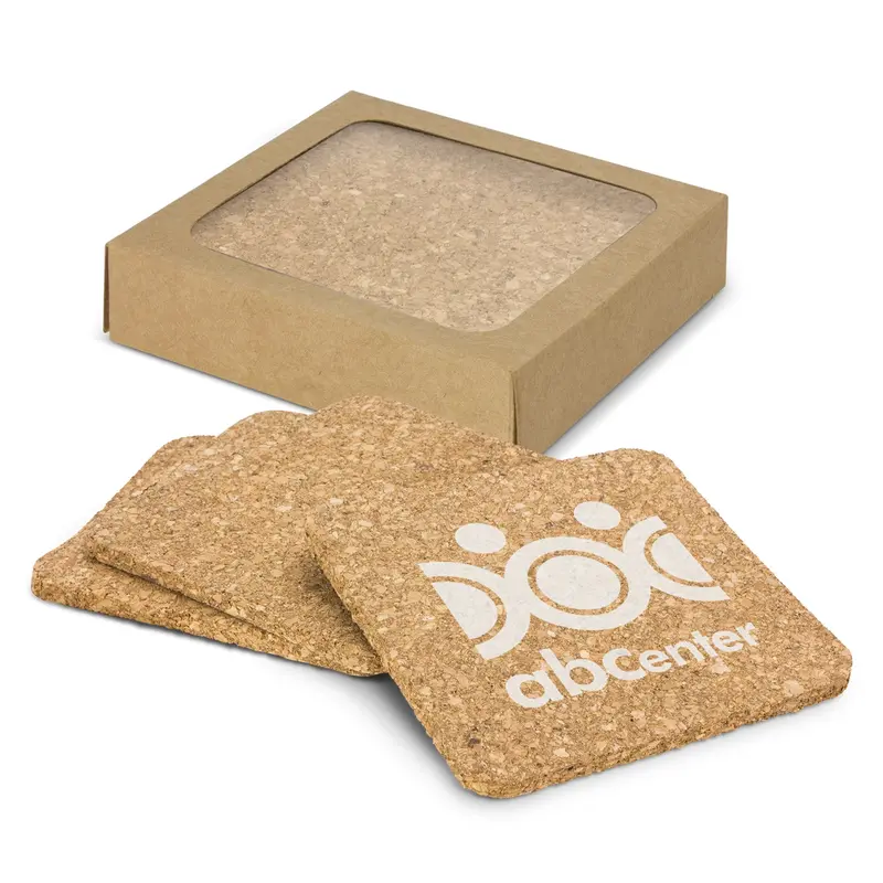 Oakridge Cork Coaster Square - Set of 4 – Coasters – available in beige colour