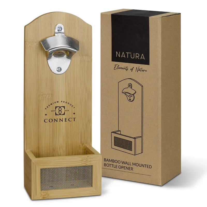 NATURA Bamboo Wall Mounted Bottle Opener – Bottle Openers – available in beige colour
