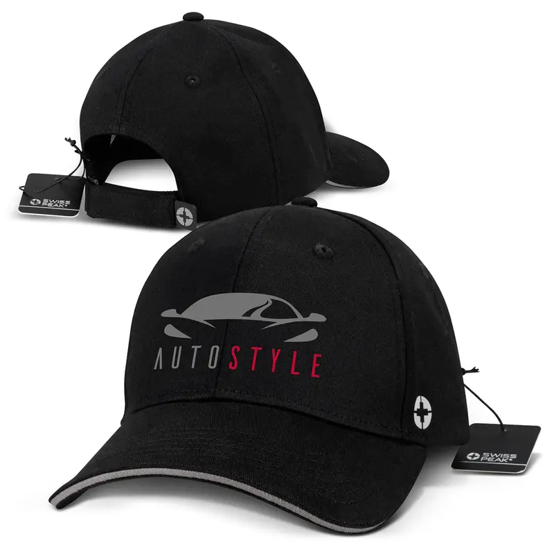 Swiss Peak 6 Panel Cap – Baseball Caps – available in black colour