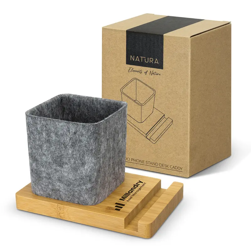NATURA Bamboo Phone Stand Desk Caddy – Desk Accessories – available in beige colour
