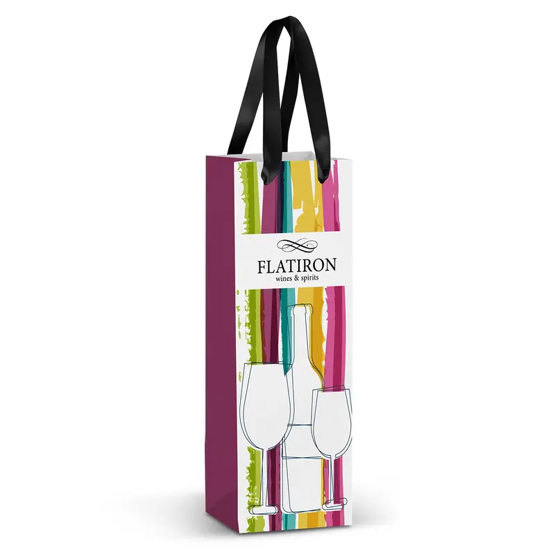 Champagne Ribbon Handle Paper Bag - Full Colour – Paper Bags – available in white colour
