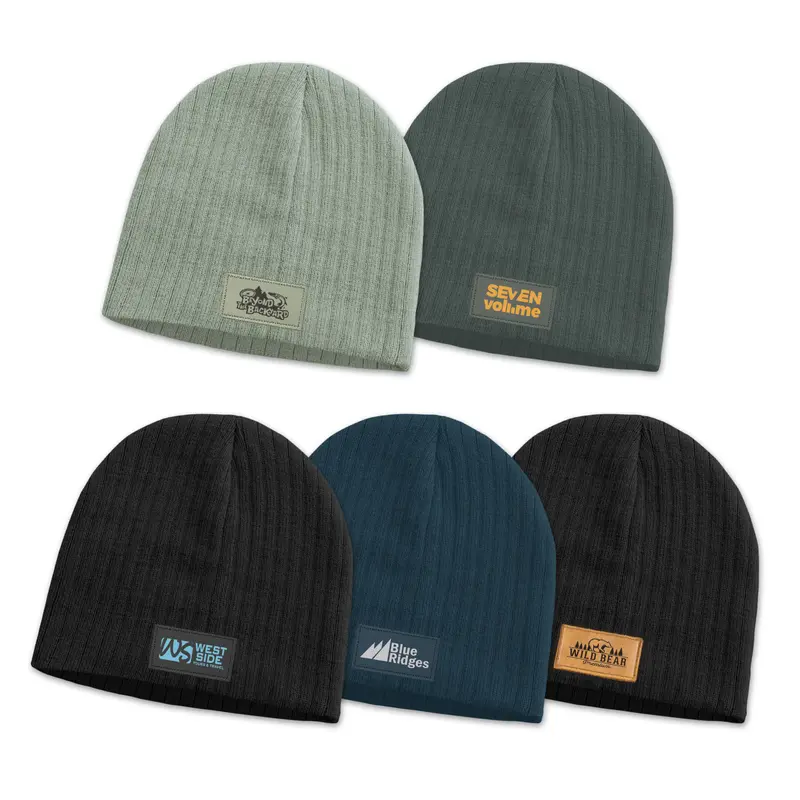 Nebraska Cable Knit Beanie with Patch – Beanies – available in black, blue, brown, grey colours