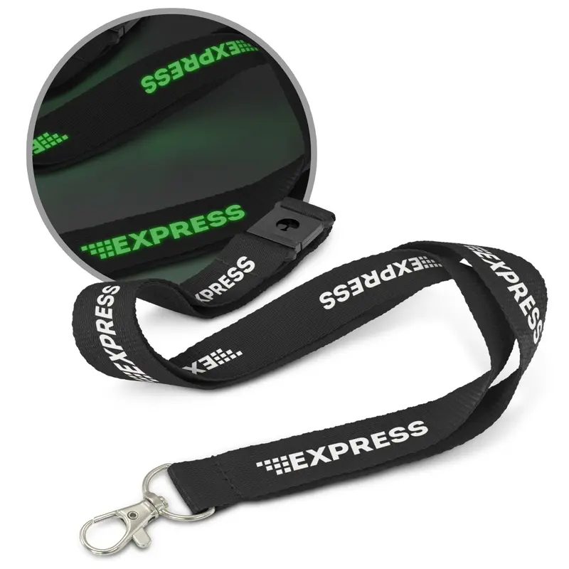 Glow in the Dark Logo Lanyard – Lanyards – available in black, blue, green, grey colours and 6 more