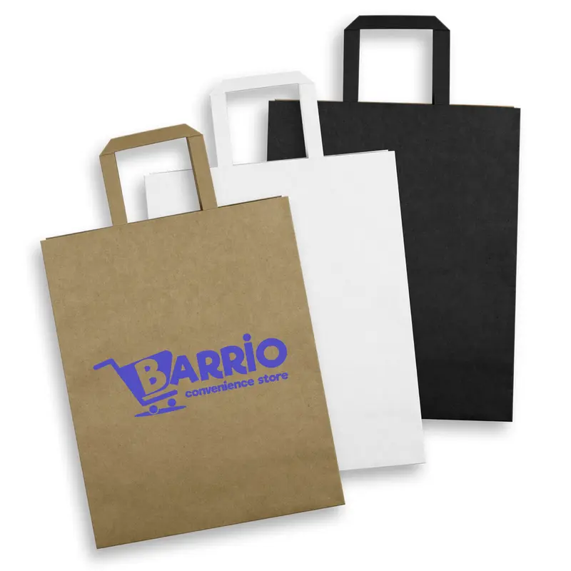 Large Flat Handle Paper Bag Portrait – Paper Bags – available in beige, black, white colours