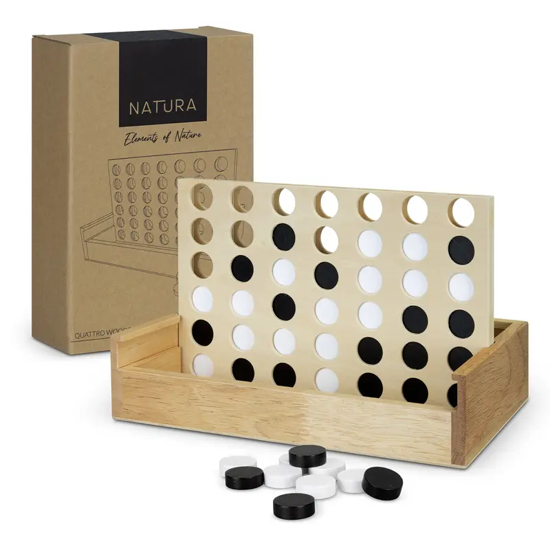 NATURA Quattro Wooden Four-in-a-Row Game – Games – available in beige colour