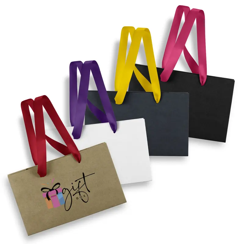 Small Ribbon Handle Paper Bag – Paper Bags – available in beige, black, blue, white colours