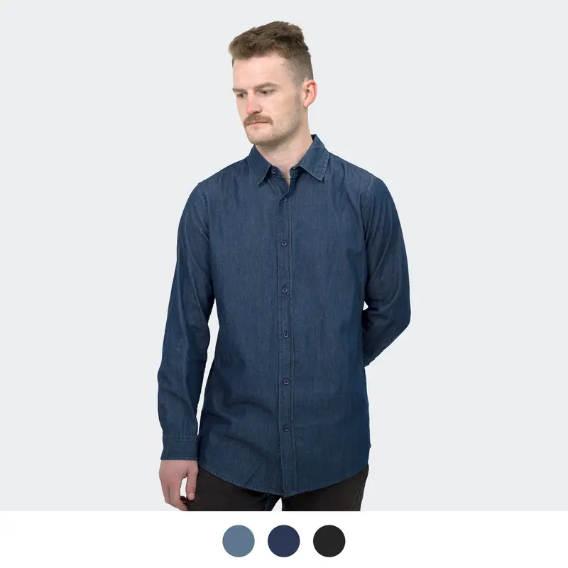 TRENDSWEAR Chester Men's Denim Shirt – Shirts – available in black, blue colours