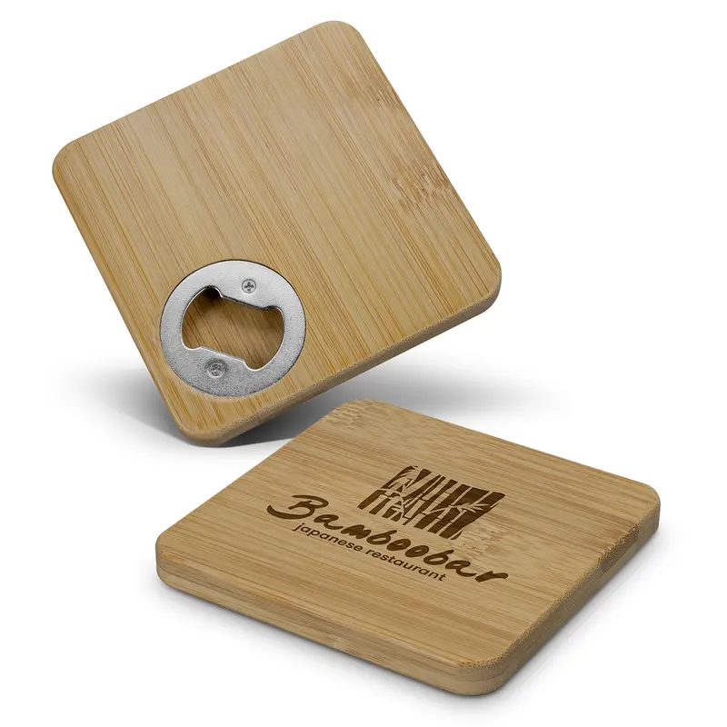 Bamboo Bottle Opener Coaster - Square – Coasters – available in beige colour