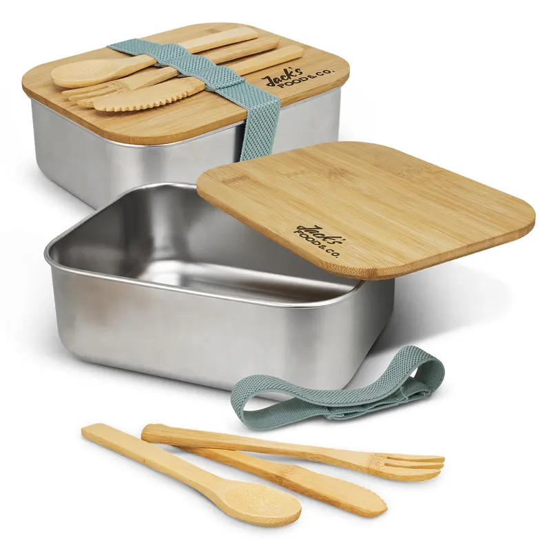 Stainless Steel Lunch Box with Cutlery – Kitchenware – available in beige colour