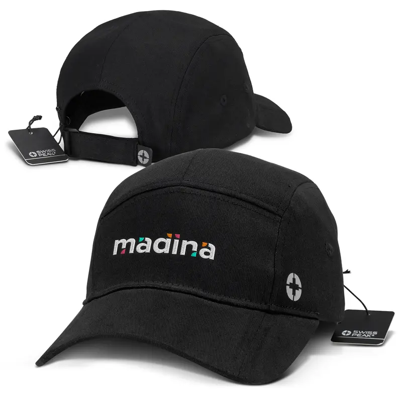Swiss Peak 5 Panel Cap – Baseball Caps – available in black colour