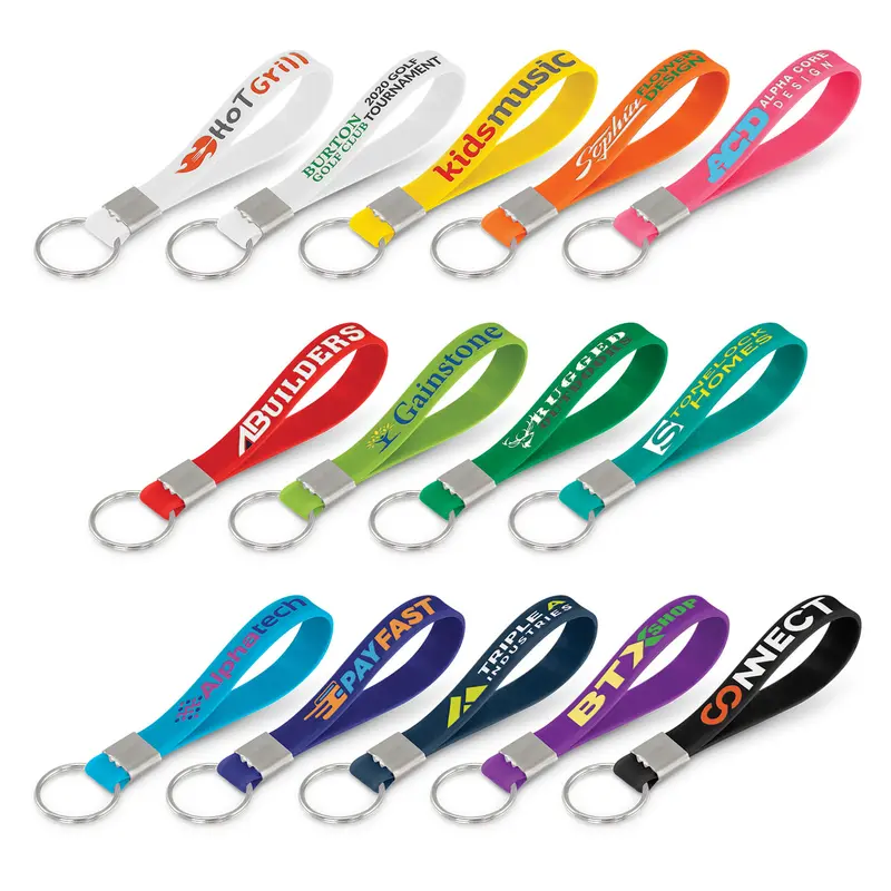 Silicone Key Ring - Debossed – Keyrings – available in black, blue, green, orange colours and 5 more