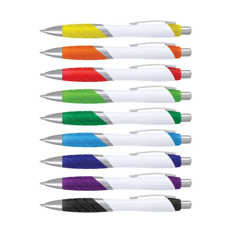 Borg Pen - White Barrel – Plastic Pens – available in black, blue, green, orange colours and 3 more
