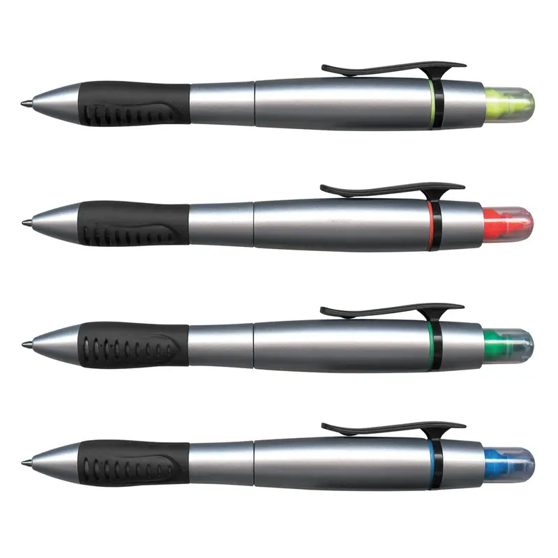 Duo Pen with Highlighter – Plastic Pens – available in blue, green, orange, yellow colours
