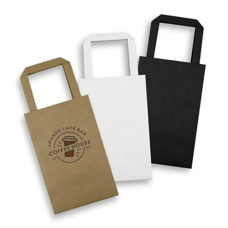 Small Flat Handle Paper Bag Portrait – Paper Bags – available in beige, black, white colours