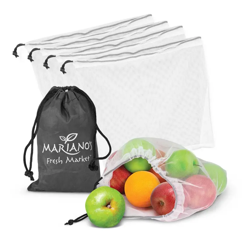 Origin Produce Bags - Set of 5 – Drawstring Bags – available in black colour