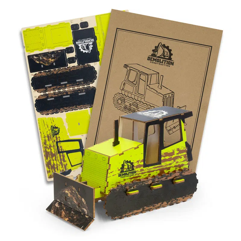 BRANDCRAFT Bulldozer Wooden Model – Games – available in beige colour