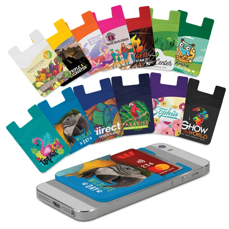 Dual Silicone Phone Wallet - Full Colour – Phone Wallets – available in black, blue, green, orange colours and 5 more