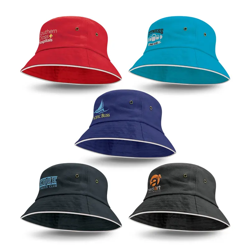 Bondi Bucket Hat - White Sandwich Trim – Bucket & Sun Hats – available in black, blue, red colours
