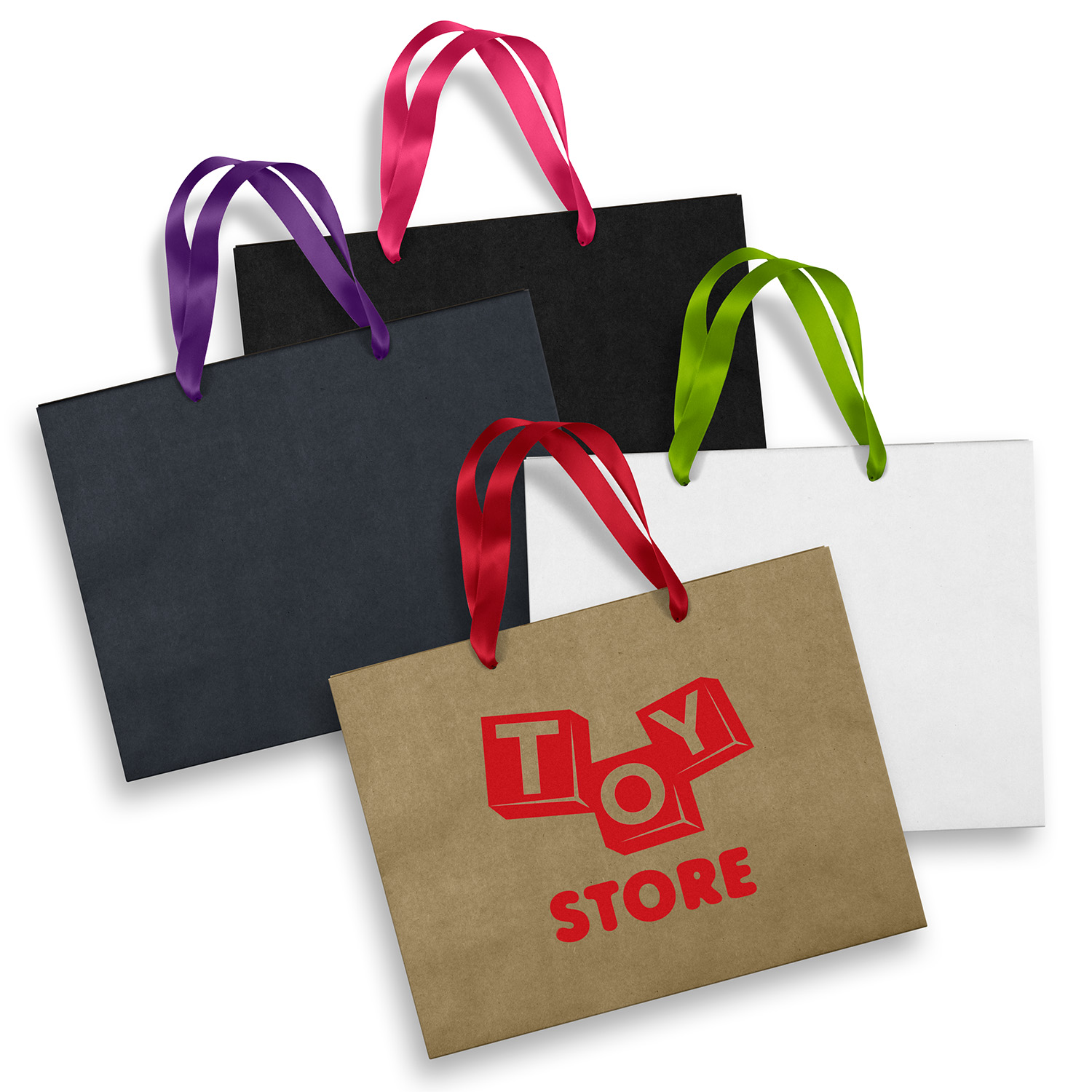 Large Ribbon Handle Paper Bag – Paper Bags – available in Bag - Natural, Black, Navy, White – photo 1 of 14