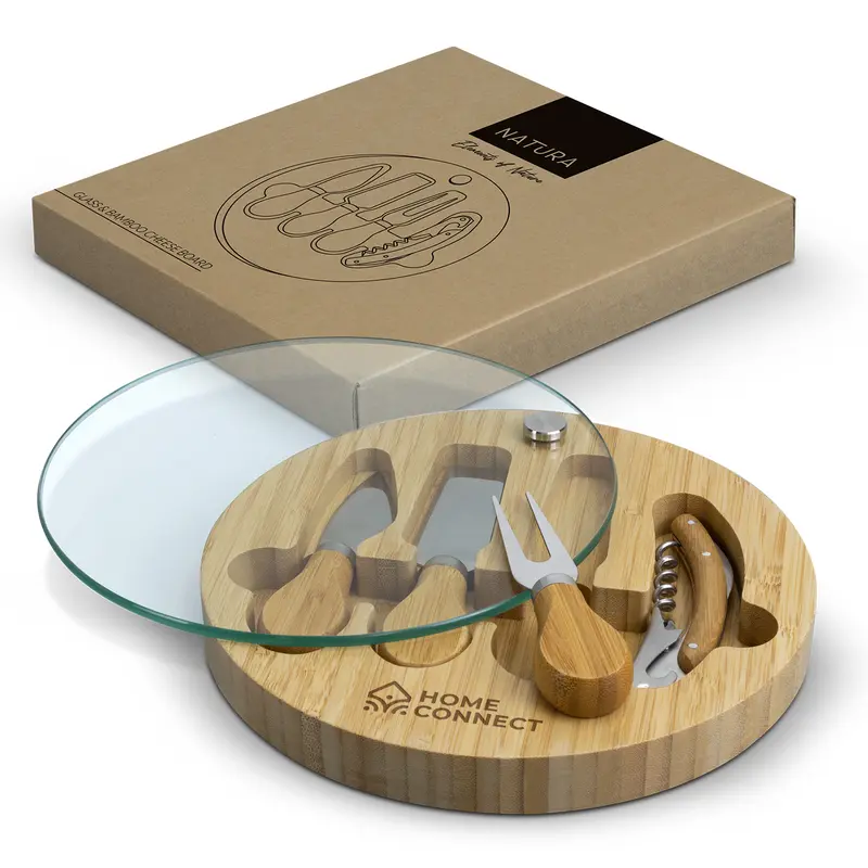NATURA Glass & Bamboo Cheese Board – Cheese Boards – available in white colour