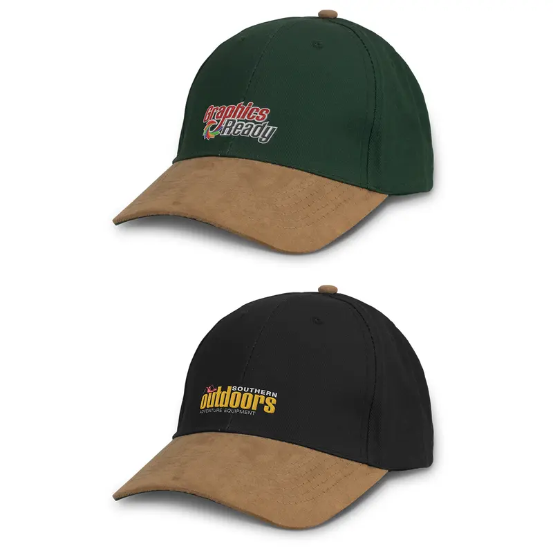 Outback Suede Peak Cap – Baseball Caps – available in black, green colours