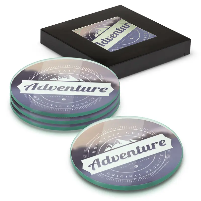 Venice Glass Coaster - Set of 4 - Round - Full Colour – Coasters – available in white colour