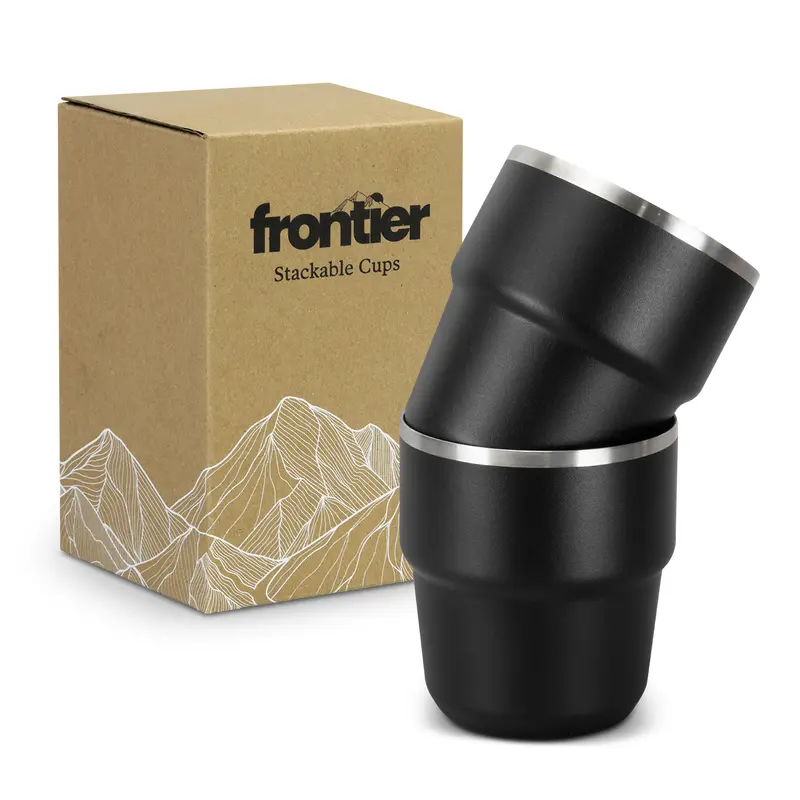 Frontier Stackable Cups - Set of 2 – Cups & Tumblers – available in black colour