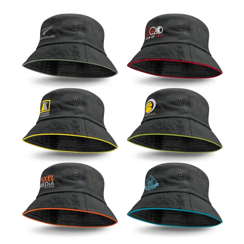 Bondi Bucket Hat - Coloured Sandwich Trim – Bucket & Sun Hats – available in black colour
