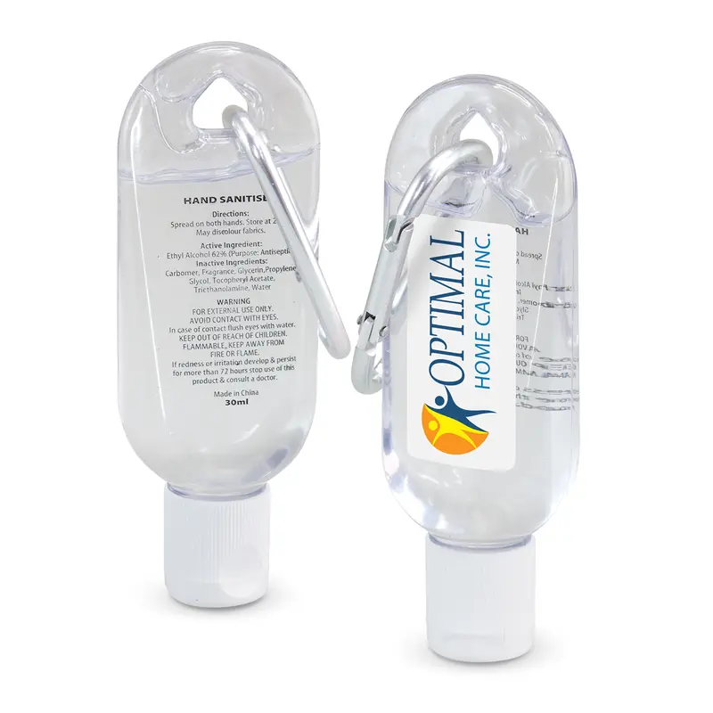 Carabiner Hand Sanitiser 30ml – Hand Sanitisers – available in white colour