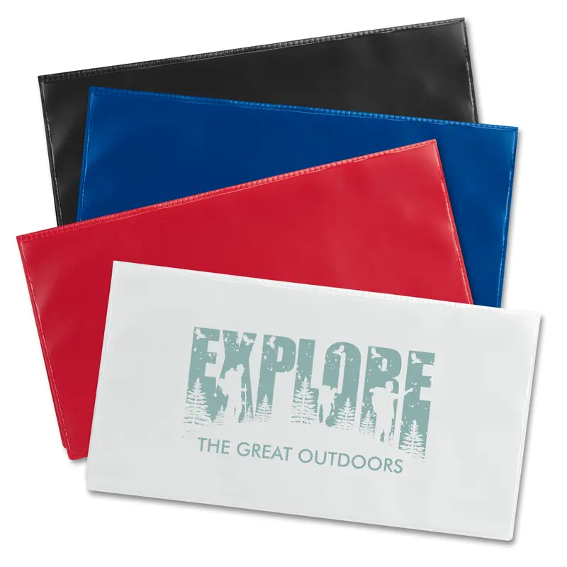 Vinyl Travel Wallet – Misc Outdoors – available in black, blue, red, white colours