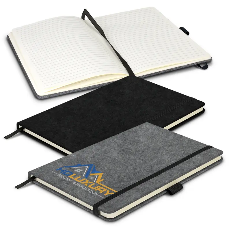 RPET Felt Hard Cover Notebook – Notebooks – available in black, grey colours