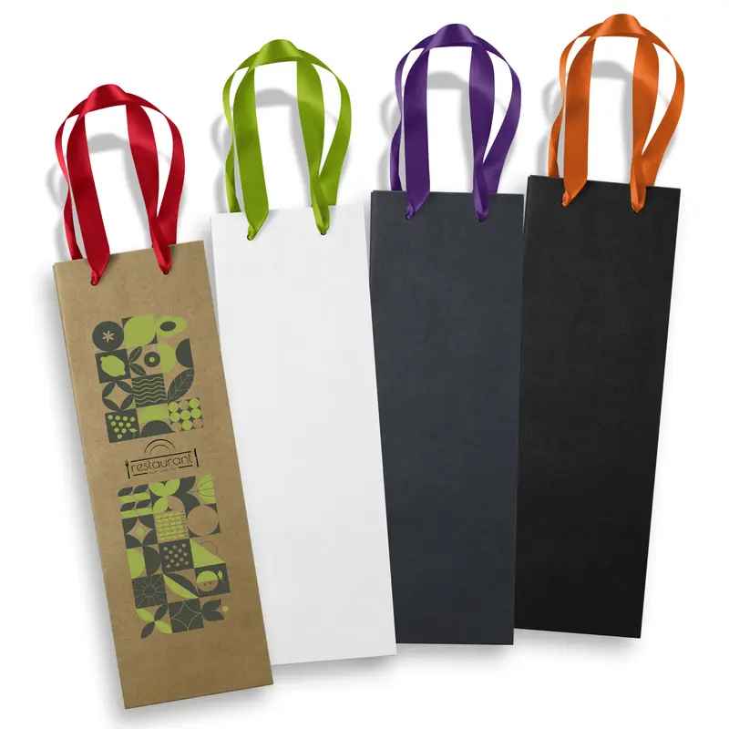 Champagne Ribbon Handle Paper Bag – Paper Bags – available in beige, black, blue, white colours